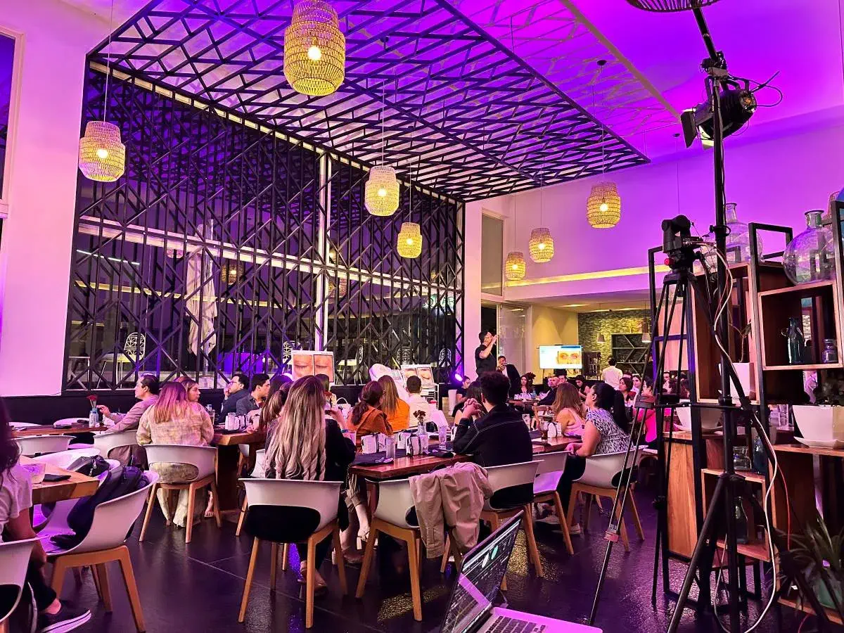 Event at a restaurant with audio, video and lighting